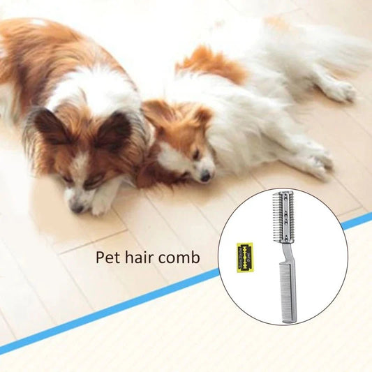 2-in-1 Professional Pet Grooming Razor Comb Plastic Trimmer for Dogs Cats with 2pcs Metal Blades for Safe Grooming Pet Supplies [PET]